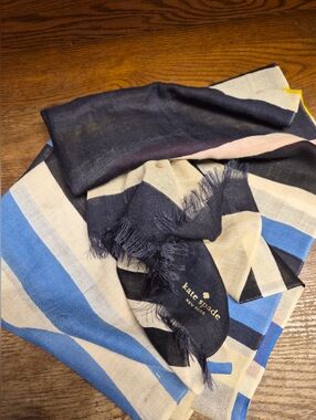 kate spade Navy, Cream & Blue Striped Men's Scarf